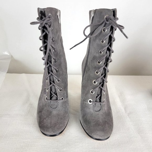 VINCE CAMUTO Gray Teisha Lace-up Tall Boots - 7.5 - Picture 3 of 8